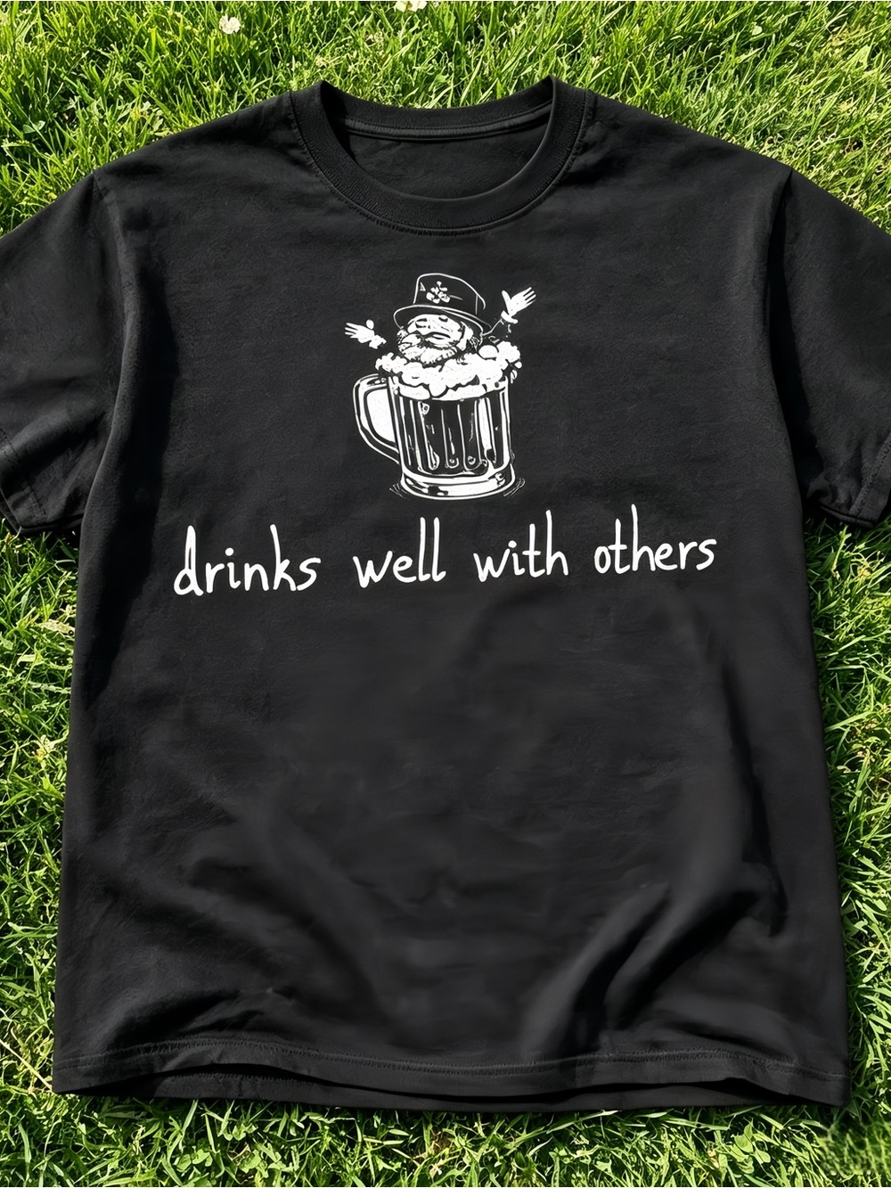 Y2K Cute Drinks and Others Complementary Pattern Black Unisex T-Shirt.